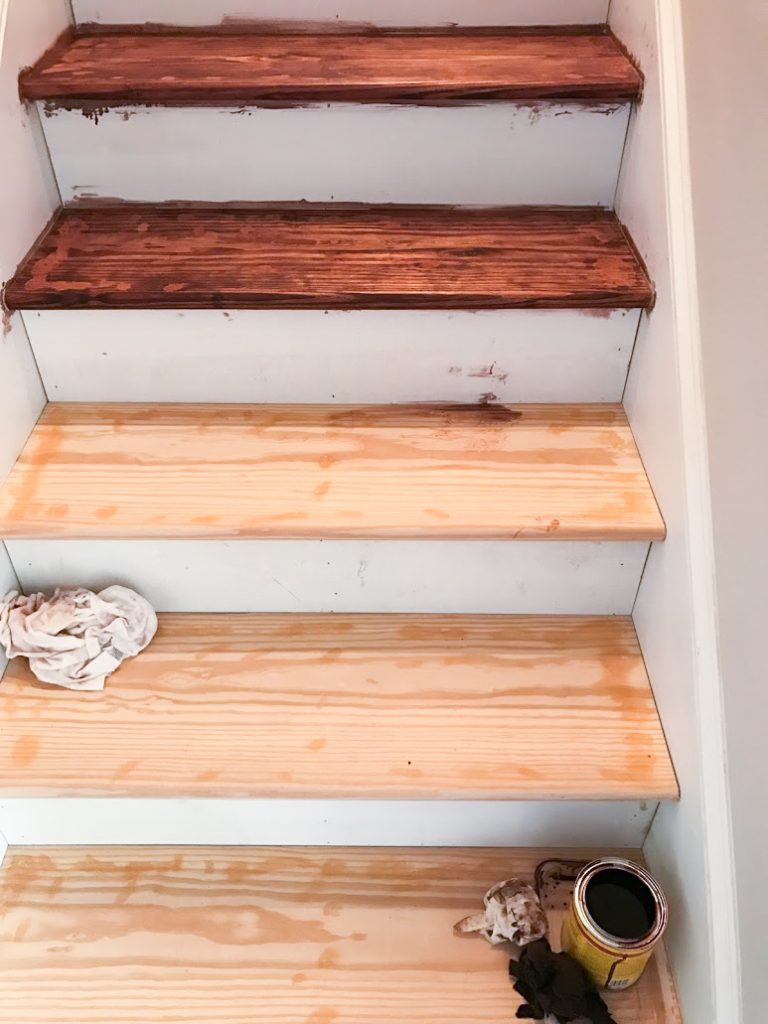 DIY Budget Stair Makeover : Kiss That Old Carpet Goodbye for under $100 // BreeAtLast.com