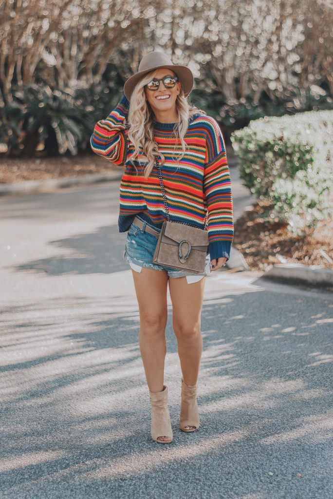 Rainbow Striped Sweaters | A Colorful Take on Fall Fashion | BreeAtLast.com