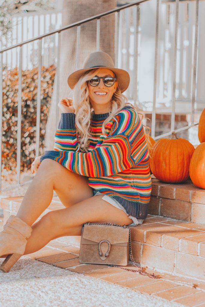 Rainbow Striped Sweaters | A Colorful Take on Fall Fashion | BreeAtLast.com