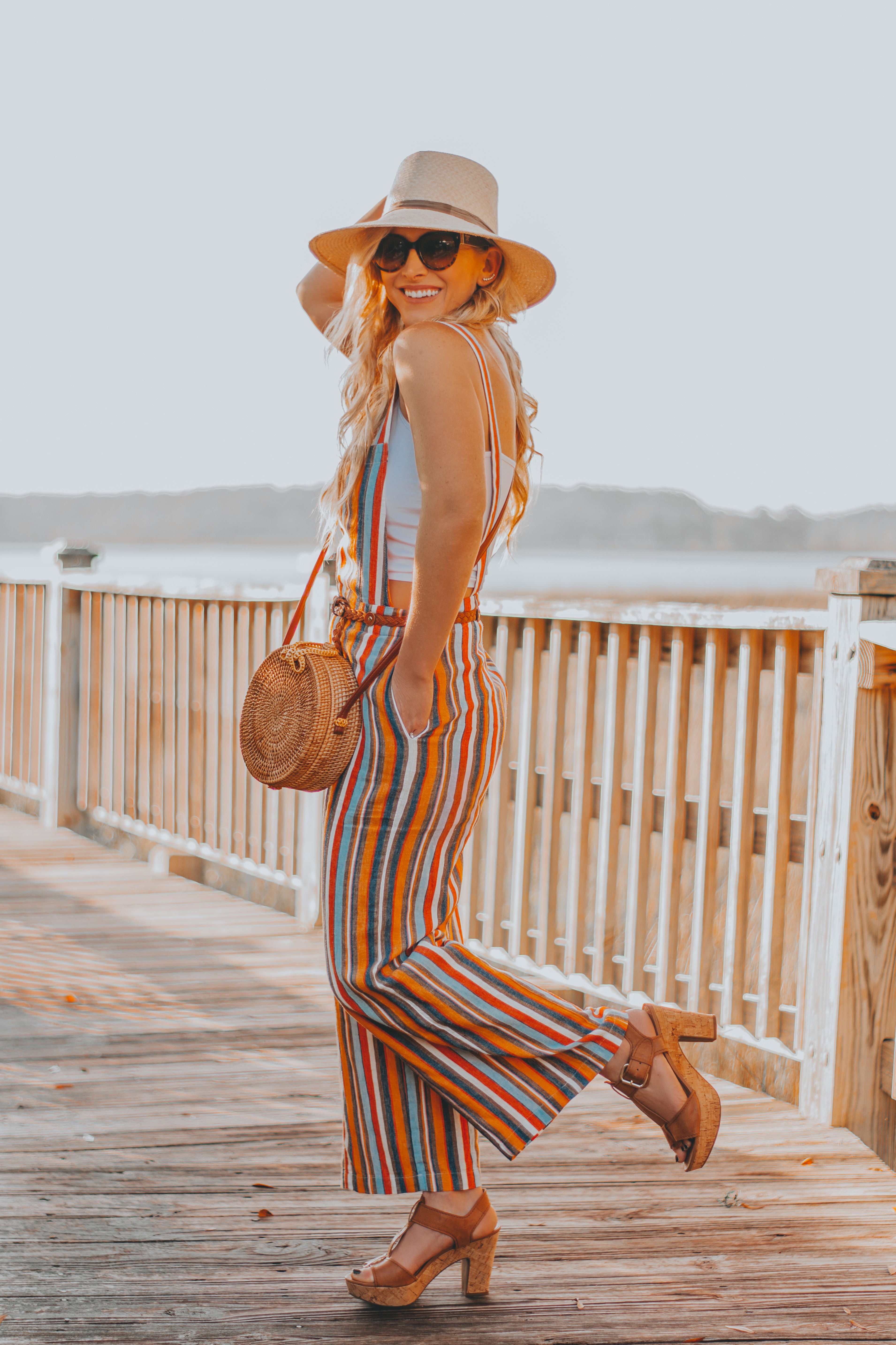 The Perfect Striped Linen Jumpsuit Under $30| BreeAtLast.com | Sharing shopping details of this fun spring look, and my new vacay packing strategy. 