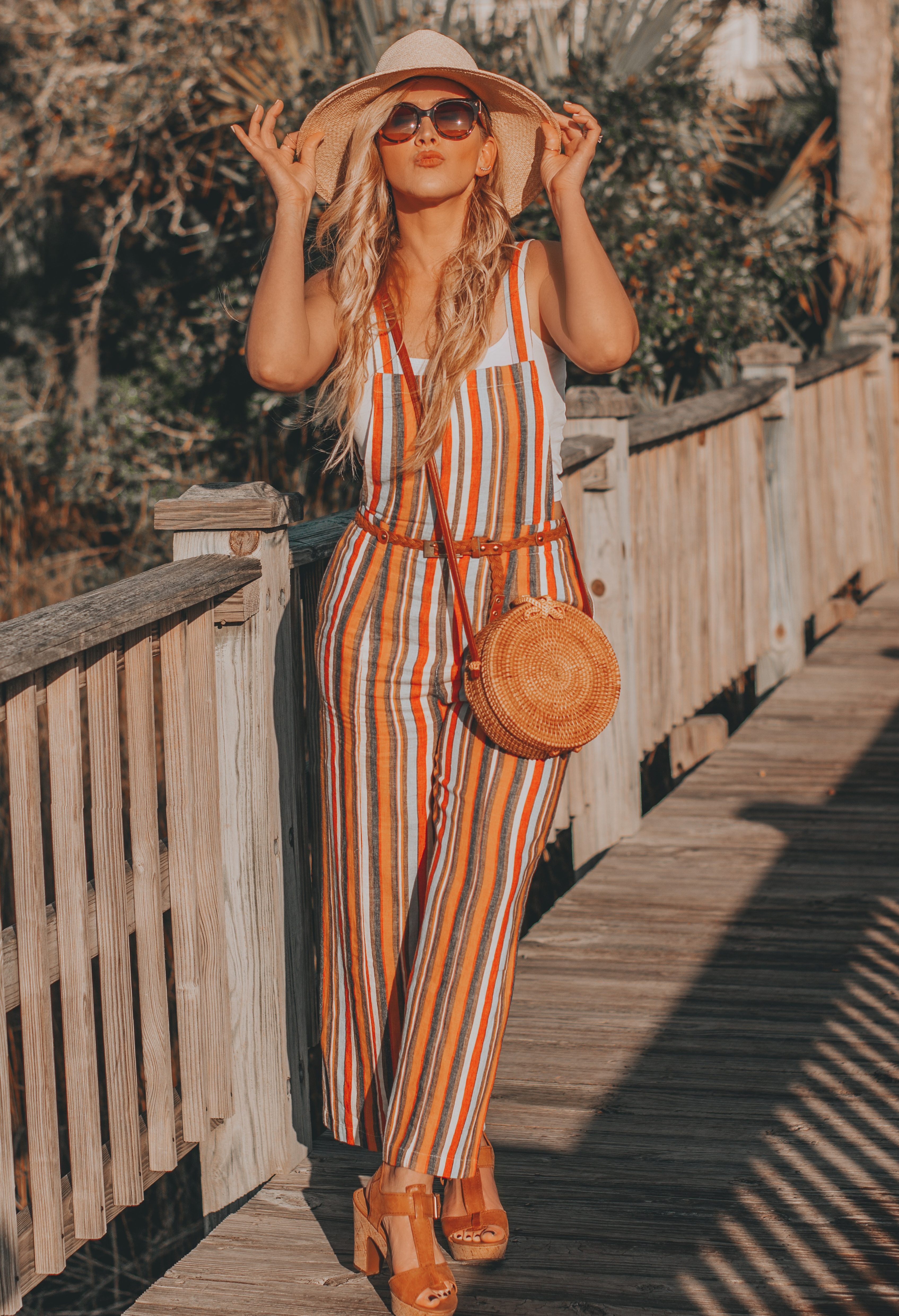The Perfect Striped Linen Jumpsuit Under $30| BreeAtLast.com | Sharing shopping details of this fun spring look, and my new vacay packing strategy. 